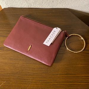 New w Tags genuine leather Thacker hands free wristlet with matching card case
